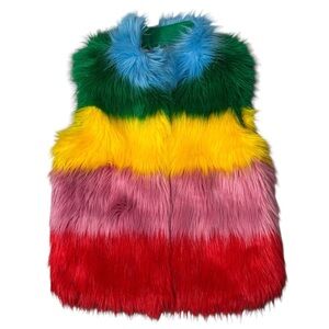 Mini Boden Rainbow Faux Fur Vest - size 5-6 Year